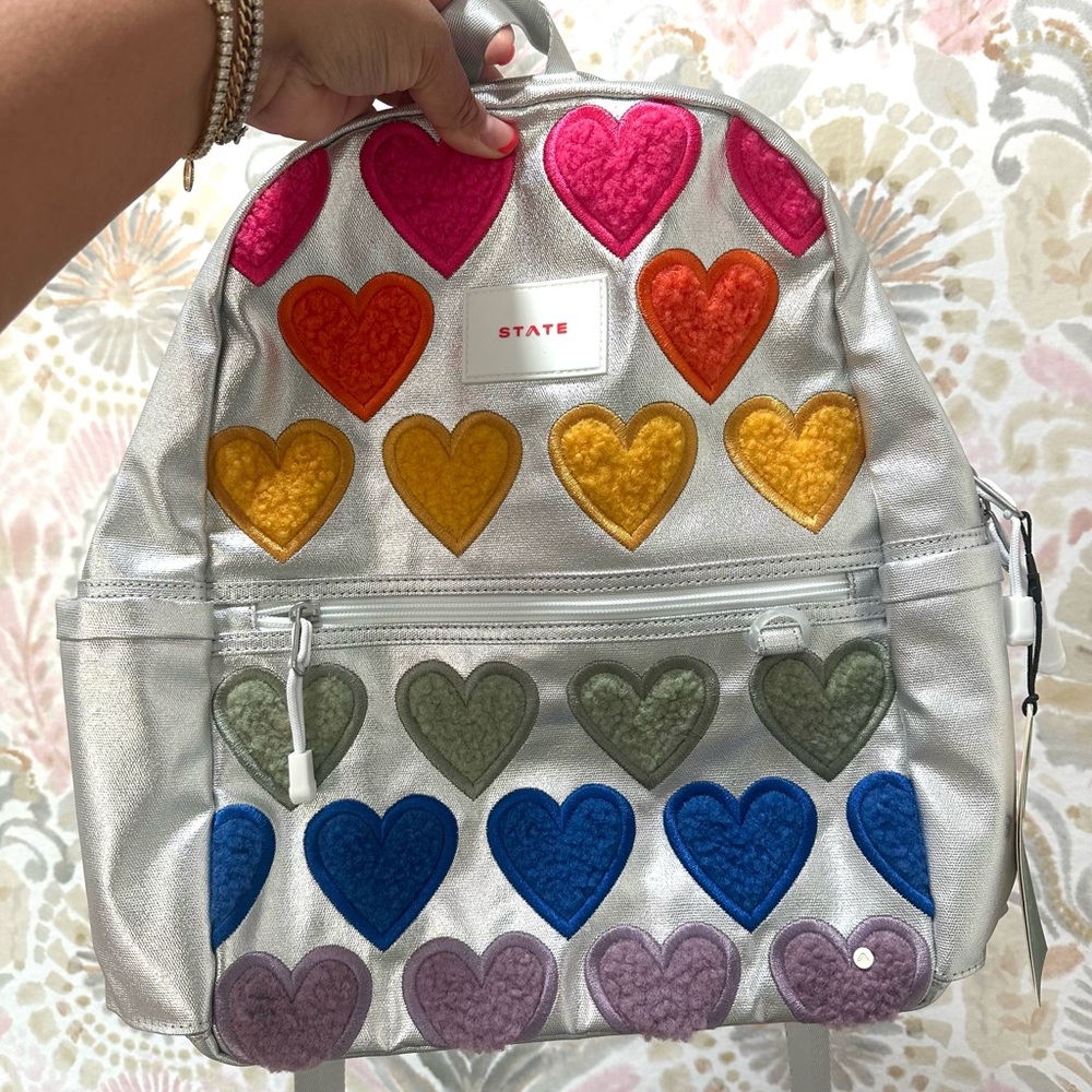 STATE multi color heart backpack “original Kane” size